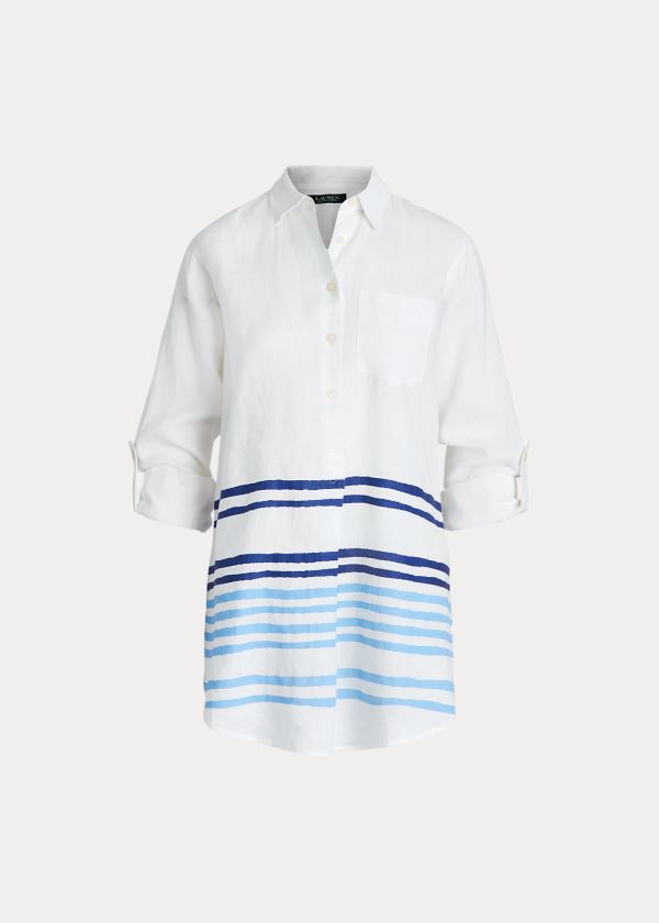 Camisa Ralph Lauren Striped Linen Mulher 53972-LZJN